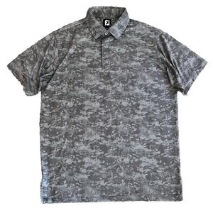 Footjoy Golf Polo Short Sleeve Shirt Stretch Gray Camo Print Men’s Size Large